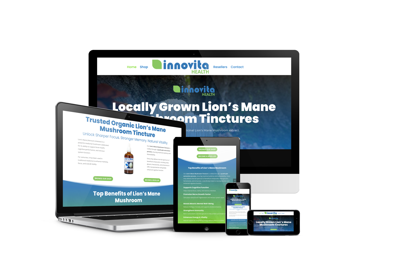 Innovita Health lion's mane mushroom tincture website design